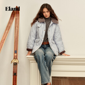 Eland down jacket women's fashionable fur collar jacket ivory 160