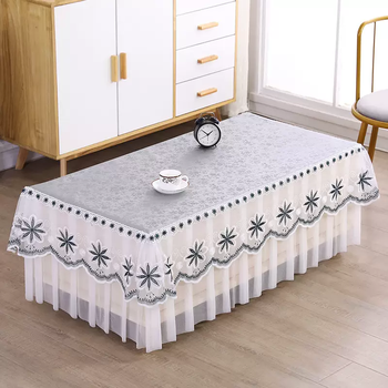 Yusenyi coffee table tablecloth waterproof and oil-proof coffee table cover tv cabinet all-inclusive coffee table table mat simple rectangular meal dark flower fortune silver (waterproof and oil-proof) length 50 width 50 height 40cm