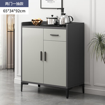 Genji muyu tea cabinet office tea table tea storage storage cabinet modern light luxury wine cabinet wall-mounted multi-functional sideboard two doors one drawer dark gray and light gray 65cm