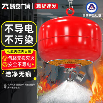 Zhe'an guangxiao portable heptafluoropropane fire extinguisher clean gas environmental protection fire extinguishing cabinet type machine room power distribution room precision instrument non-destructive fire extinguishing factory direct delivery hanging heptafluoropropane fire extinguisher 8kg