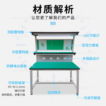 Light kanban workbench with light, factory workshop table, electrician's table, operating table, laboratory inspection table 1500*600*750*1600_single table