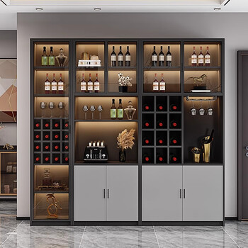 Ntwq light luxury high-end style wall-mounted wine cabinet, glass door living room tea and wine cabinet, artificial board multi-functional storage display cabinet, a+b model, free installation