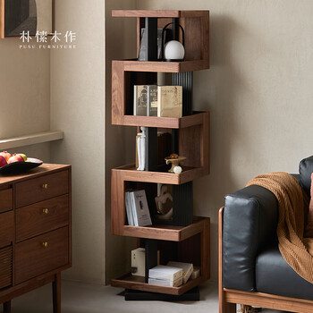 Pusu wood bookcase solid wood bookshelf black walnut storage storage display cabinet echo bookcase pure solid wood