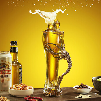 Nuo shiman's high-end creative personality lobster glass craft large-capacity internet celebrity home beer mug with handle high-value crayfish beer mug_gift box