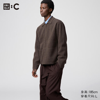 Uniqlo cooperation model/men's and women's knitted zipper jacket/coat jacket 481242 35 light brown s /165/84a
