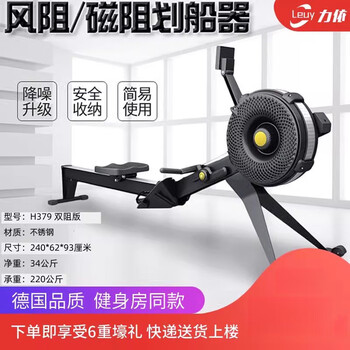 Leuy double resistance wind resistance rowing machine home fitness folding sports equipment rowing ergometer rowing machine h379 double resistance model - wind resistance + magnetic resistance double resistance - stainless steel guide rail - private