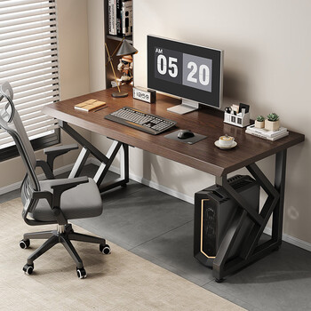 Gujia home computer desk desktop study table simple desk study desk rectangular work table modern desk low-key light luxurious texture + walnut color 1.2m free door-to-door delivery
