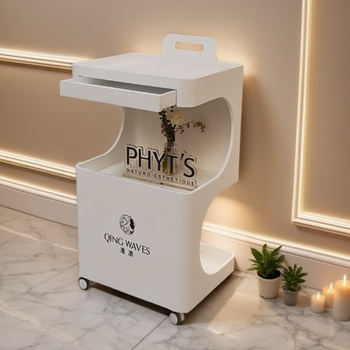 He jiagong internet celebrity beauty salon special tool cart beauty cart beauty salon special mobile trolley drawer light luxury storage cart high-end beauty salon s-shaped cart with drawer (white without armrests, customizable logo