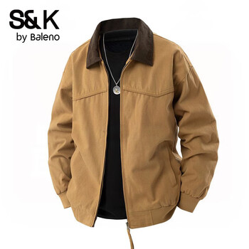 Baleno s&k series work jacket men's autumn jacket 2025 new american retro lapel cotton jacket jacket men dark khaki cotton fabric s