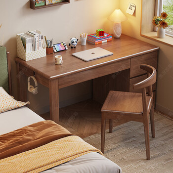 Huixun solid wood children's desk study living room study table bedroom bookcase combination desk student home desk and chair black walnut color #desk + cupboard 100cm*60cm*75cm
