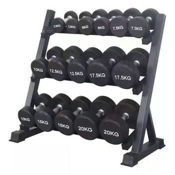 Gu jianmu dumbbell placement rack three-layer dumbbell rack fitness equipment three-layer hexagonal dumbbell bracket household plastic coating