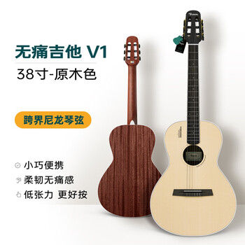 Rosen v1 painless folk single board guitar beginner adult acoustic guitar children's guitar 38-inch wood color-vibration version v1