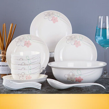 Jingdezhen ceramic tableware set for 1-6 people family tableware set, dish plate and bowl set for home use colorful dream 1 bowl + 1 small spoon