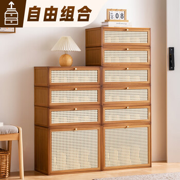 Trojan shoe box shoe storage box doorway entry shoe cabinet home new corridor shoe storage entrance simple shoe rack free stacking exquisite mesh door-brown small size