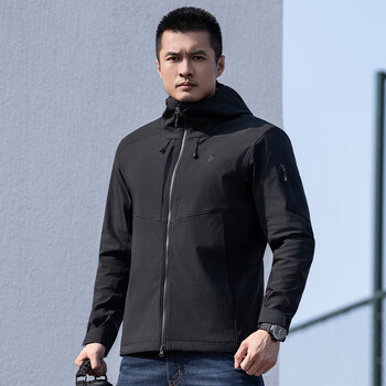 Ryuga hidden snow wolf tactical hooded soft shell jacket enhanced commuting windproof wear-resistant warm sports and leisure jacket extreme night black s 170/92a (weight 125-140 catties)