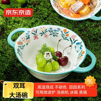 Made in tokyo, american soup bowl, instant noodle rice bowl, ceramic salad large, fresh and pastoral, double-eared large bowl 9.5 inches*1