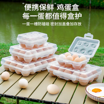 Sanqihu outdoor camping portable egg storage box, extra height, shockproof, shatterproof, fresh-keeping egg box, can be stacked with compact egg tray, 6 compartments - transparent color