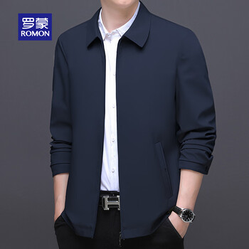 Romon lapel executive jacket men's 2025 autumn new cadre outfit middle-aged and elderly dad outfit jacket men's deep 2xl