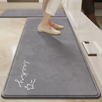 Yusenyi ykmore kitchen floor mat no-wash wipeable carpet oil-proof waterproof anti-slip water-absorbent foot mat special for stain resistance rectangular lucky star cement gray 50x105cm thick 5.5mm (exquisite edge)