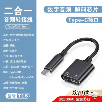 Keyman android 2-in-1 adapter type-c to headphones 3.5mm audio data cable charging and listening to music converter adapter cable universal huawei honor xiaomi iron black | type-c + round hole 3.5mm digital audio model