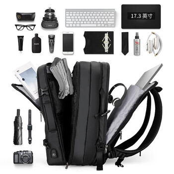 Marco leiden schoolbag expandable backpack large capacity business travel backpack computer bag men mr8057 cool black supreme version