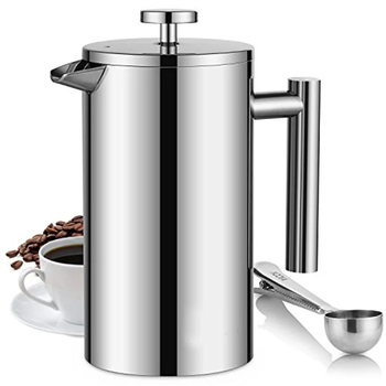 Baked knight french press 304 stainless steel hand-pour home double-layer insulated filter press pot free of filter paper portable-serves 6