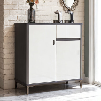 Tea bar machine for home use with refrigerator, disinfection and refrigeration 2025 new high-end office smart water dispenser sideboard cream white hot and cold type two-door refrigerated tea bar machine