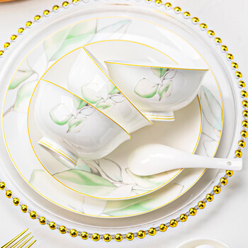 Lowe dish set household 2025 new high-looking jingdezhen chinese-style ceramic bowls and bowls for new home tableware