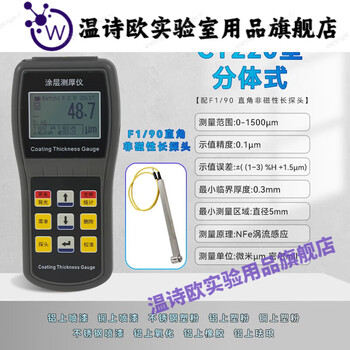 Wen shiou industrial-grade two-piece coating thickness gauge high-precision galvanized layer anti-corrosion fire-proof paint metal coating measuring instrument ct220 type with f1/90 right-angle non-magnetic long