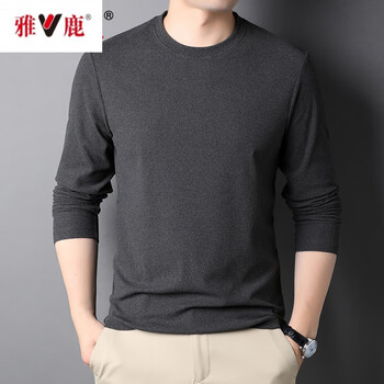 Yalu men's thermal underwear double-sided german velvet round neck with long-sleeved t-shirt autumn and winter heating warm base layer gray 2xl