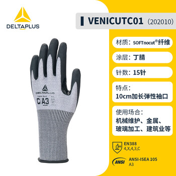 D-level anti-cut gloves, wear-resistant, industrial anti-stab work, special anti-cut labor protection gloves for glass woodworking, level 3 anti-cut + heat-resistant, nitrile coating-202010 m