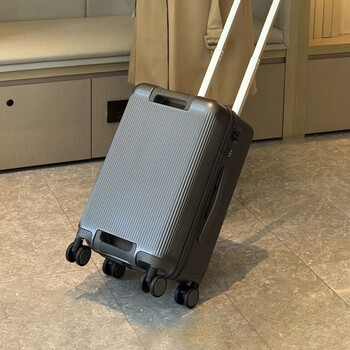 Eazz integrated aluminum frame suitcase aluminum frame trolley case universal wheel suitcase male and female student password box leather case (super light and anti-fall zipper) dark gray 20 inches 10% choose boarding suitcase for short trips