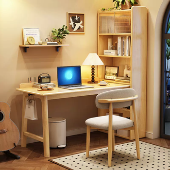 Yusenyi bookcase table office desk bookshelf bedroom corner integrated corner computer desk solid wood combination writing desk home desk cr4000 solid wood color single table bookshelf can be installed left and right 164x60x160cm