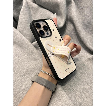 Jesma korean style cute ins polka dot dog band-aid holder suitable for 16promax mobile phone case iphone15 new 14pro girl 13 creative 16pro sense 16 pink polka dot english single shell iphone 15