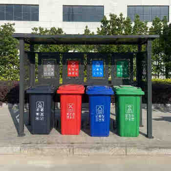 Stainless steel garbage classification kiosk, residential street, four-category collection and delivery kiosk, rainproof shed, trash can, garbage shed, type 3. please consult customer service for shipping costs when placing an order.