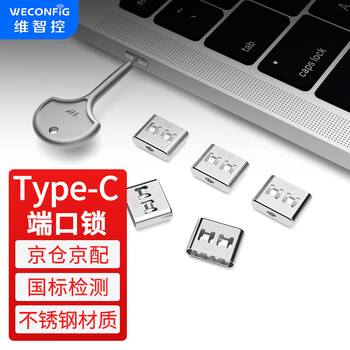 Weizhikong enterprise usb security lock usb occluder sealing plug usb security plug usb lock usb dust plug bright silver/type-c lock (100 pieces + 2 tools)