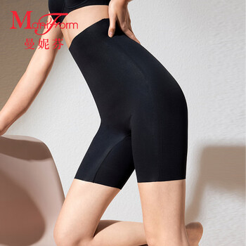 Maniform comfortable high waist seamless 7a antibacterial cotton crotch shaping pants women's belly controlling butt lifting corset strong belly slimming and shaping black m (72) suitable for 80-105 catties