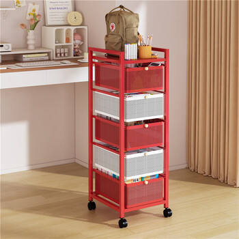 Wooden bottle multi-functional pull-out trolley storage rack floor-standing multi-layer fruit and vegetable basket multi-functional household storage rack vertical pull-out cabinet 5 layers (32*40*97cm)