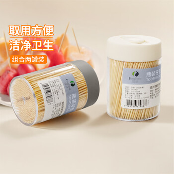 Tinghao disposable double-headed bamboo toothpicks, two cans of about 1,000 fruit picks, snack picks, canned toothpicks and bamboo picks