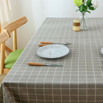 Ivy tablecloth waterproof cotton and linen tablecloth coffee table mat tablecloth rectangular desk mat 100*140 gray plaid