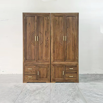 Luban yimu all solid wood wardrobe elm large wardrobe top box cabinet bedroom combination furniture storage cabinet storage cabinet 1 piece wardrobe