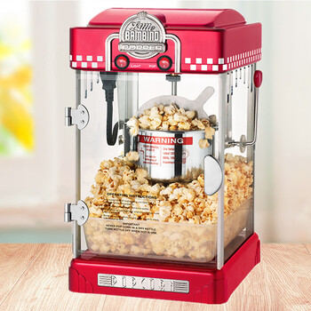 Popcorn machine commercial stall fully automatic electric heating spherical popcorn machine household small children's popcorn machine red 110v