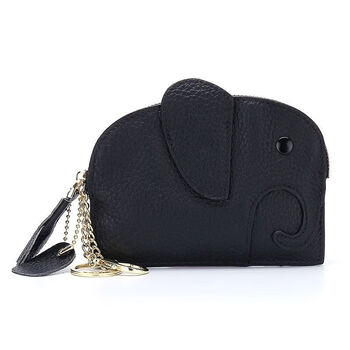 Ye yu multifunctional genuine leather women's cute coin purse key bag cartoon mini zipper hand small coin purse commuter bag black 14*11*1.5cm