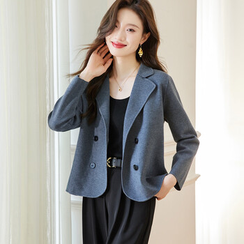 Shexi (srcr) wool elegant suit jacket women's suit outer autumn and winter short commuting professional knitted sweater cardigan