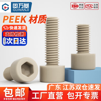 Guwanji peek high temperature resistant acid and alkali resistant insulating resin high strength plastic cylindrical head hexagonal screws cup head bolts m3x16 2 pieces