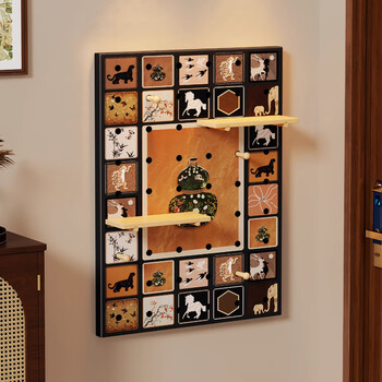 Wooden lattice hole board wall storage rack without punching hook display bi hanging storage accessories universal dormitory decoration entry retro style black 40*60