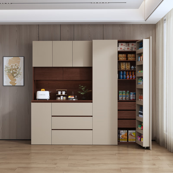 He jiagong mid-century style living room sideboard wall-mounted integrated storage cabinet multi-functional snack wine cabinet home restaurant tea high cabinet type c (eo ecological board) length 220*height 220*depth 42