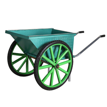 Renjuyi dump truck labor two-wheeled hand truck construction site trolley construction household garbage hauling ash bucket truck medium dump bucket 2.0 thick + solid solid wheels (green)