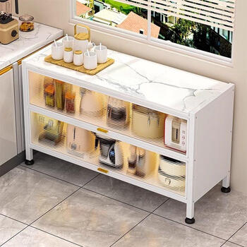 Xingzhiyun kitchen rack cabinet cupboard household steel multi-layer storage rack one-piece wall multi-functional slate sideboard top flip door - length 40 width 32 height 80 - white