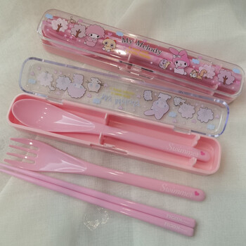 Mzxm japan imported quality tableware cute cartoon college students special canteen lunch box hygienic chopsticks spoon set of two